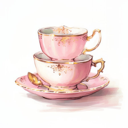 Cup of tea or coffee with saucers. vector illustration.の素材