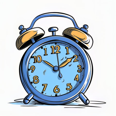 Alarm clock on a white background. Vector illustration in sketch style.の素材