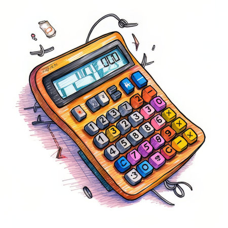 Illustration of a cartoon calculator on a white background. vector illustration.の素材