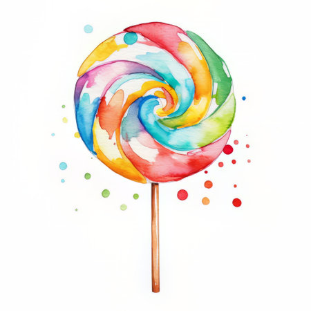 Watercolor lollipop isolated on white background. Watercolor illustration.の素材