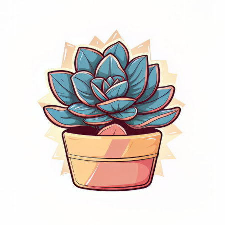 Succulent plant in a pot. Vector illustration isolated on white background.の素材