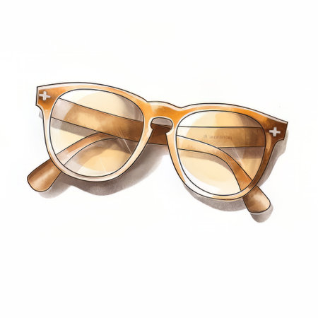 Sunglasses with brown glass isolated on white background. Watercolor illustration.の素材