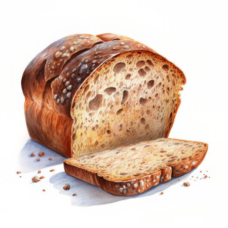 Sliced bread on a white background. 3d illustration.の素材