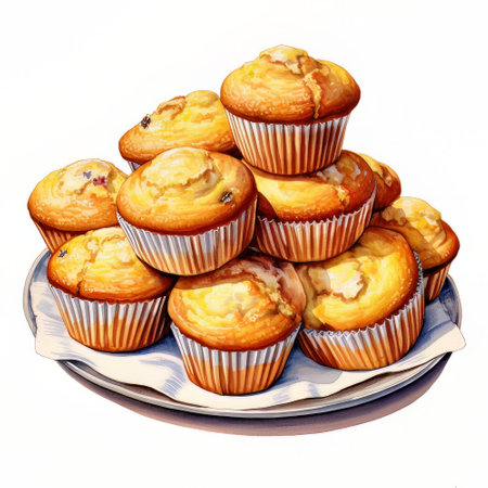 Muffins isolated on a white background. 3d rendering.の素材