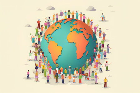People around the world. Global communication and social network concept. vector illustration.の素材
