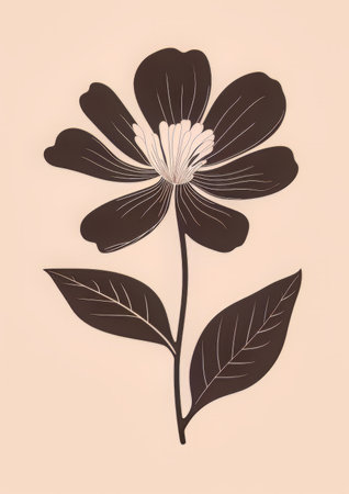 Hand drawn vector abstract floral background with black and white flowers and leavesの素材