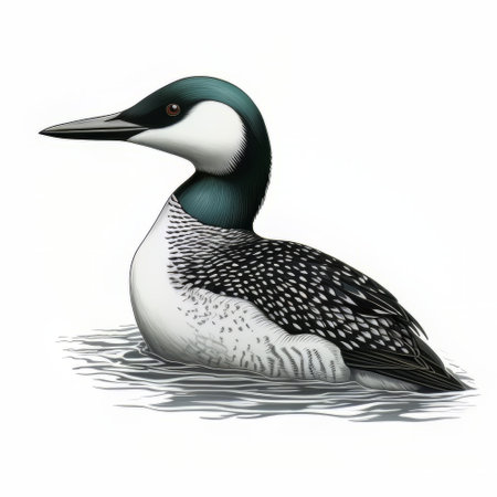 3d rendering of a red-necked loon on white backgroundの素材