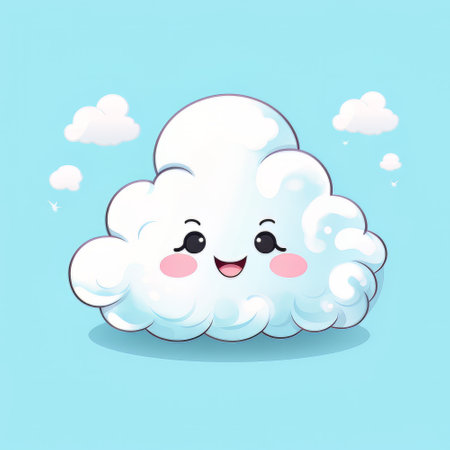 Cute cloud on blue background. cartoon style. vector illustration.の素材