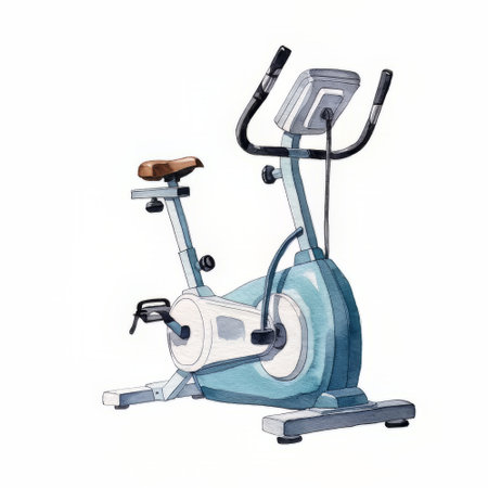 Exercise bike isolated on white background. Watercolor hand drawn illustrationの素材