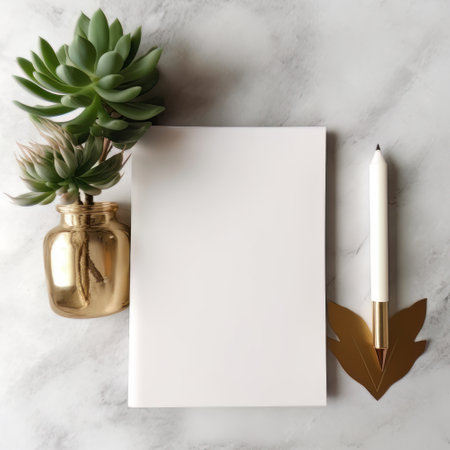 Blank paper sheet mockup background. Flat lay, top view.の素材