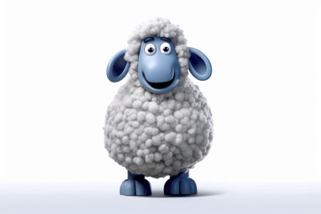 funny sheep isolated on a white background. 3d illustration.の素材