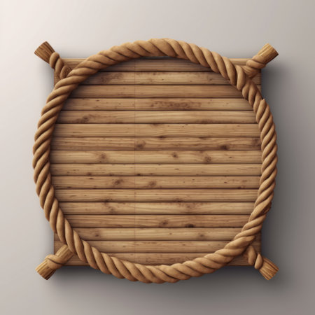 Wooden signboard with rope. vector illustration. eps 10.の素材
