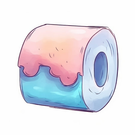 Roll of toilet paper isolated on white background. Hand drawn vector illustration.の素材