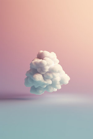 Clouds on pastel background, 3d rendering. Computer digital drawing.の素材