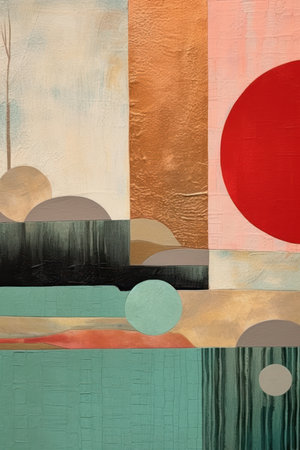 abstract background - colorful geometric shapes, spots and lines on canvasの素材