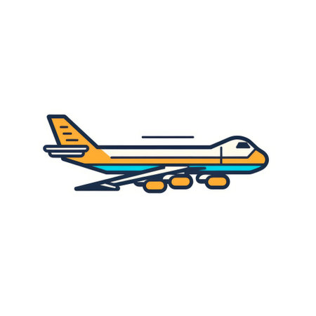 Airplane icon in flat color style. Airplane vector illustration on white isolated background. Transport business concept.の素材