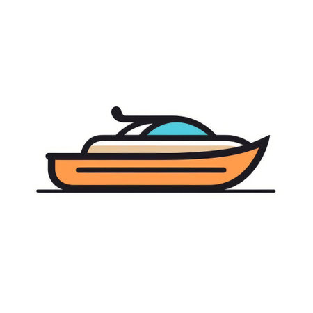 Boat line style icon design, Transportation travel trip urban motor speed fast and driving theme Vector illustrationの素材