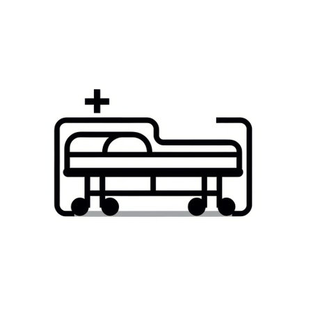 Hospital bed icon. Vector illustration, flat design. EPS 10の素材