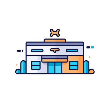 Flat line art building icon. Vector illustration, EPS 10.の素材
