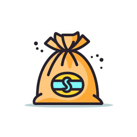 Money bag icon, flat design. Vector illustration, EPS 10.の素材