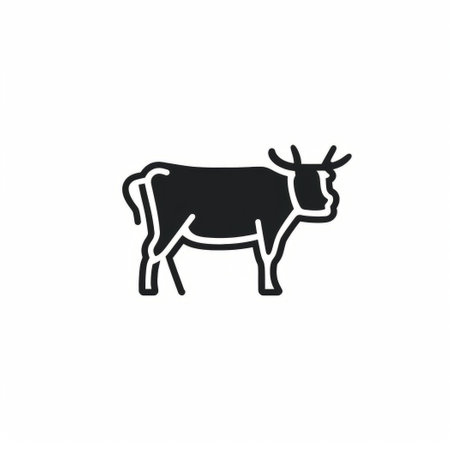 Cow icon in flat style. Farm animal vector illustration on white isolated background. Cow business concept.の素材
