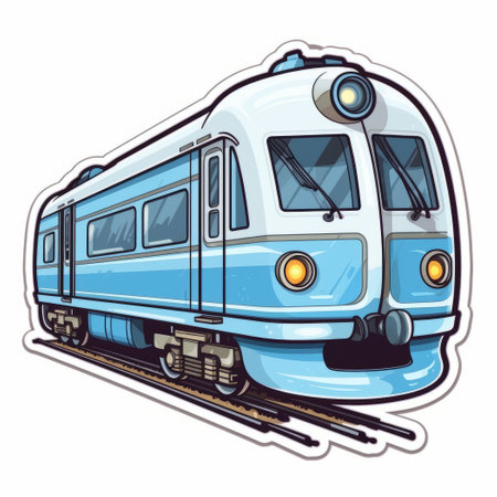 Illustration of a blue train on a white background, vector illustrationの素材