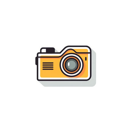 Camera icon in trendy flat style isolated on white background. vector illustrationの素材
