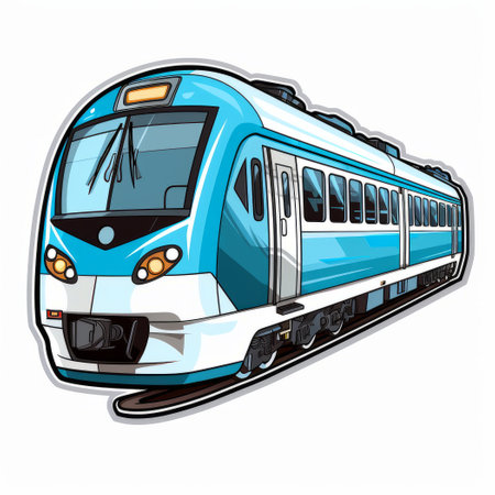 Blue train on a white background. Vector illustration of a train.の素材
