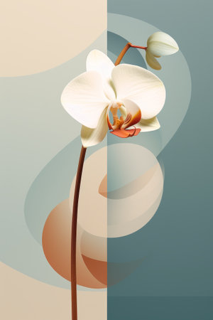 White orchid on a multicolored background. vector illustration.の素材