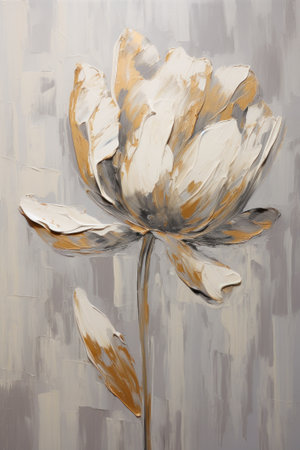 Oil painting on canvas of a flower. Hand drawn illustration.の素材