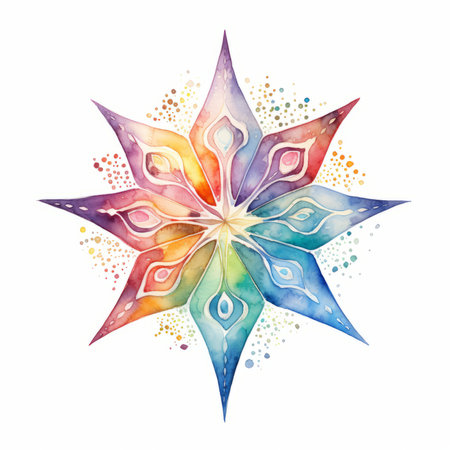 Watercolor mandala. Hand drawn vector illustration. Isolated on white background.の素材