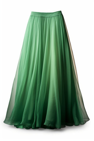women's green skirt isolated on white background. studio photo.の素材