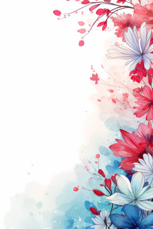 Watercolor floral background with flowers and butterflies. vector illustration.の素材