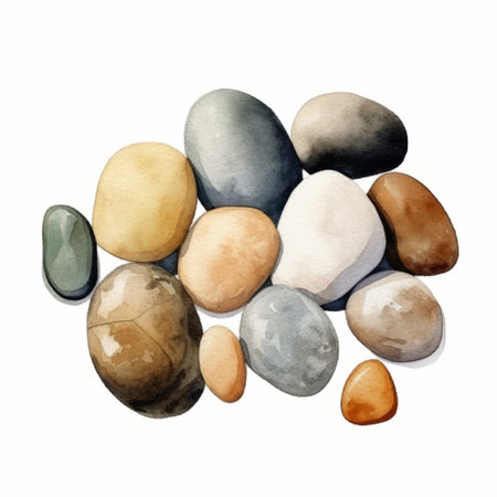 Watercolor illustration of stones. Isolated on a white background.の素材