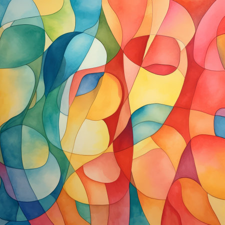 Abstract watercolor background with multicolored curved lines. vector illustration.の素材