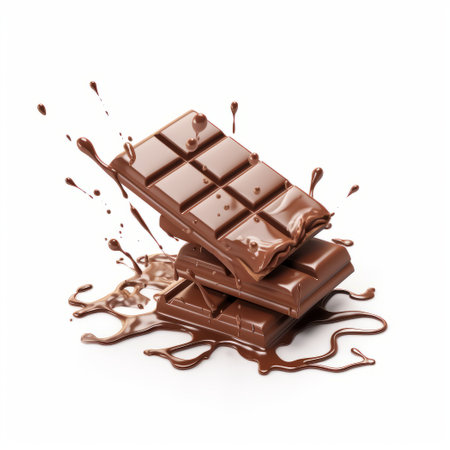 Milk chocolate splashing on a white background. 3d renderingの素材