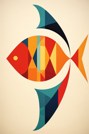 Colorful fish design in retro style. vector illustration. eps 10.の素材