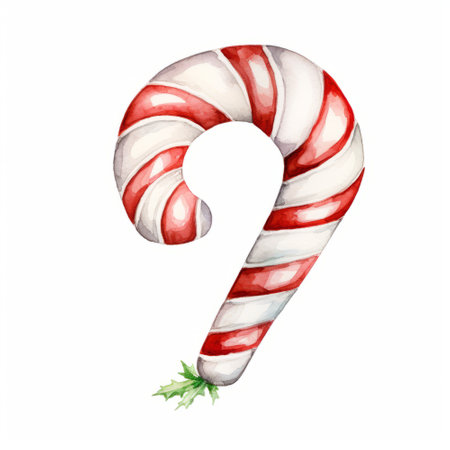 Watercolor Christmas candy cane isolated on white background. hand drawn illustrationの素材