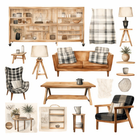 Interior design elements. Furniture in scandinavian style.の素材