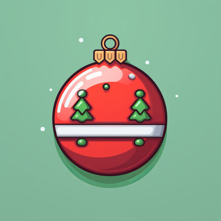 Christmas ball icon. Vector illustration. Isolated on green background.の素材