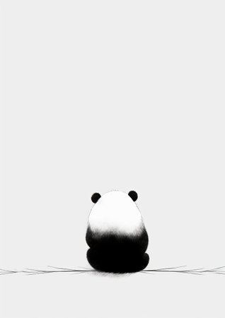 Illustration of a panda on a white background with space for textの素材