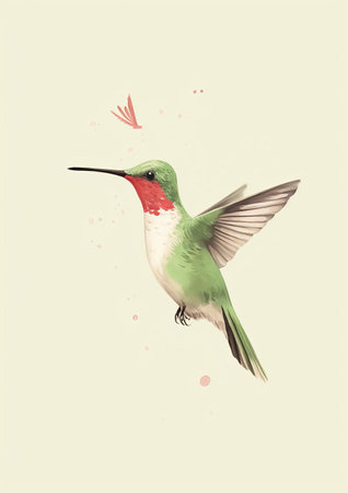 Hummingbird in flight. Watercolor painting. Vector illustration.の素材