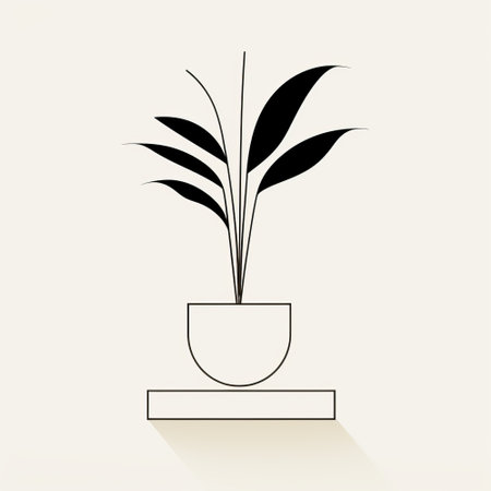 Plant in a pot. Silhouette. Vector illustration.の素材