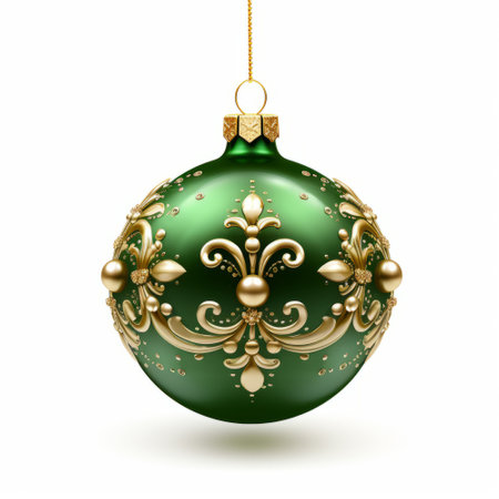 Green christmas ball isolated on white background. Vector illustration. Eps 10.の素材