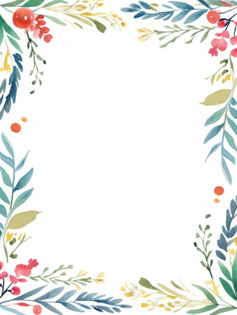 Watercolor floral frame. Hand drawn flowers and leaves. Vector illustration.の素材