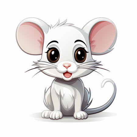 Cute cartoon mouse isolated on a white background. Vector illustration.の素材