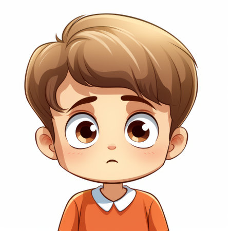 Vector illustration of a boy with facial expression on a white background.の素材