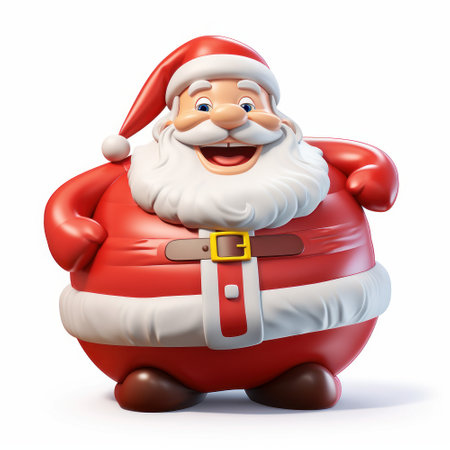 3d illustration of santa claus with bag over white backgroundの素材