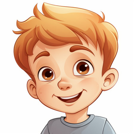 Vector illustration of Cute Little boy smiling and looking at the cameraの素材