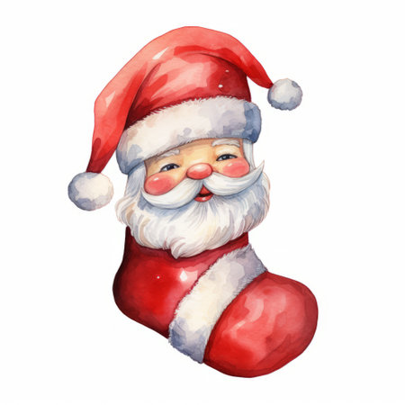 Watercolor Santa Claus isolated on white background. Hand drawn illustration.の素材